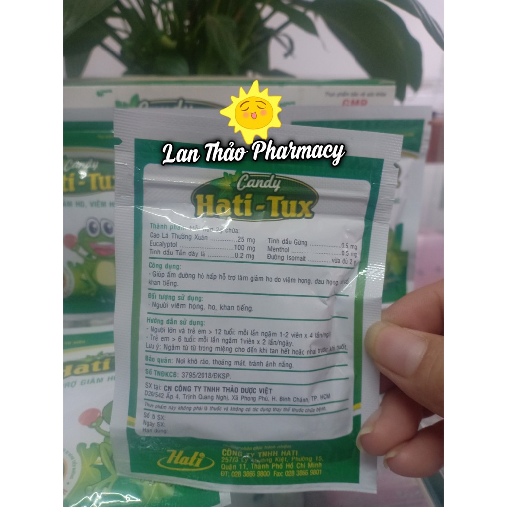 Kẹo ngậm ho viêm họng Hatitux vỉ 10 viên - kẹo cay con ếch