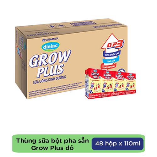 Sữa Bột Pha Sẵn Vinamilk Dielac Grow Plus - Đỏ 110ml ( Thùng 48 Hộp)