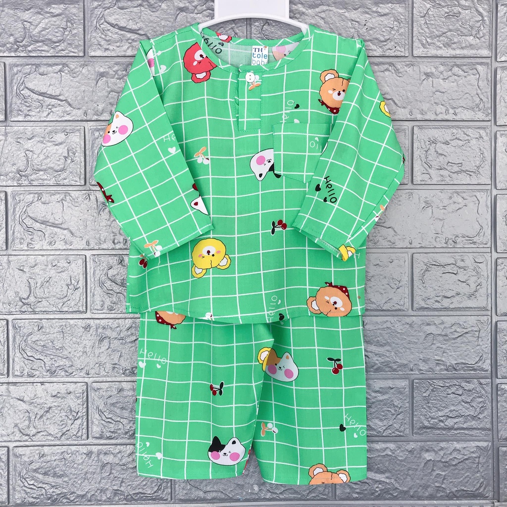 COMBO Bộ quần áo Tole lanh cho bé trai tay dài quần dài loại 1 mịn màng, thoáng mát, tặng kèm khẩu trang cho bé