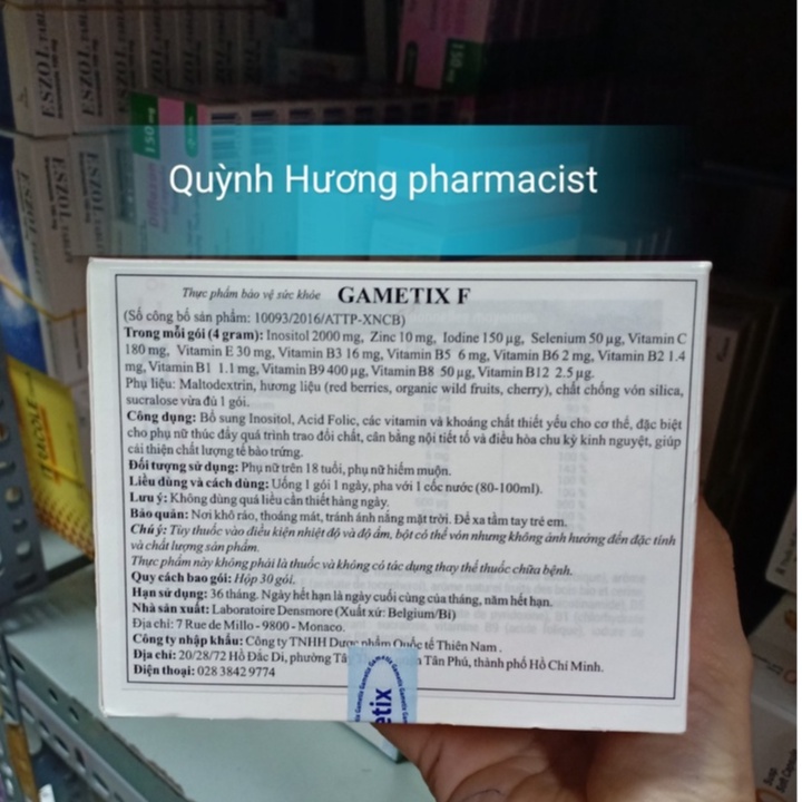 (CHÍNH HÃNG) GAMETIX F hộp 30 gói - Bổ sung dưỡng chất cho cơ thể nữ giới chuẩn bị mang thai
