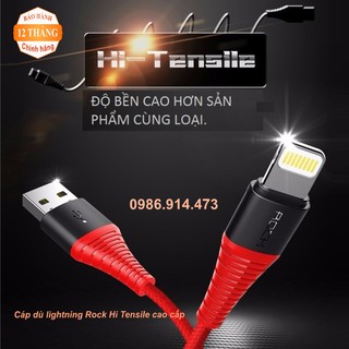 Cáp sạc dù lightning Rock Hi-Tensile cao cấp 2.1A siêu bền