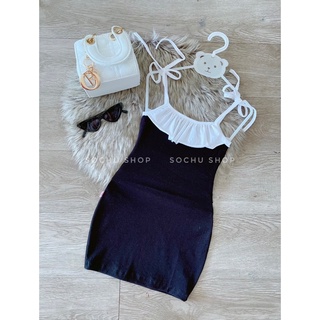 Đầm body hai dây cột nơ cho bé