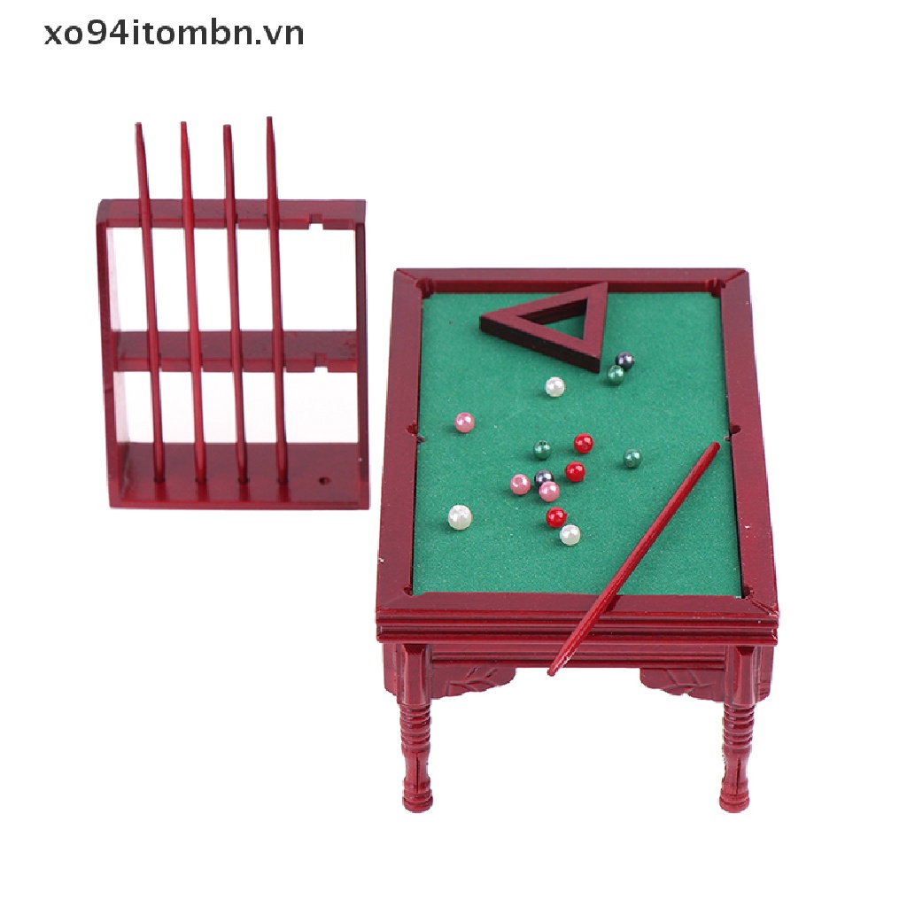 Bộ bàn chơi bida mini bằng gỗ tỷ lệ 1:12 cho nhà búp bê