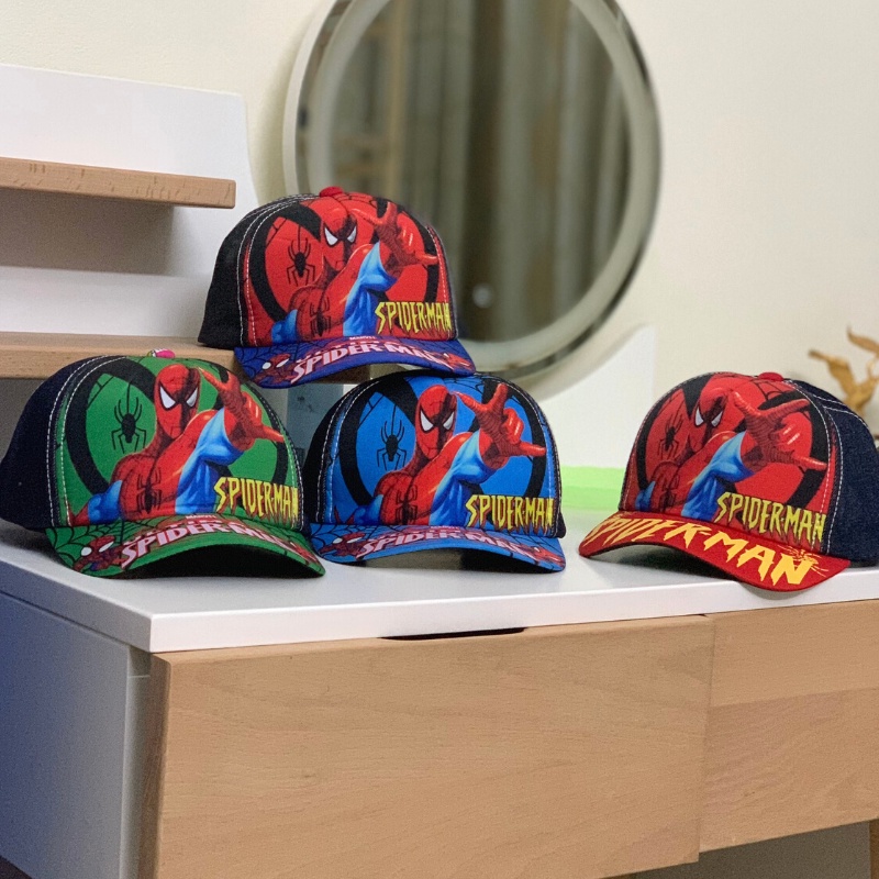 Mũ lưỡi trai bé trai, mũ in hình siêu nhân có quai dán tiện lợi cho bé 2-7 tuổi