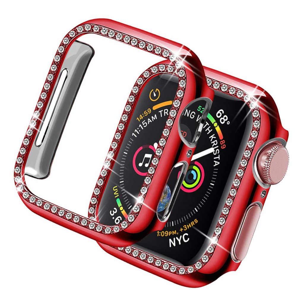 Khung ốp mặt đồng hồ đính đá sang trọng cho apple watch 6 40mm 44mm 38mm 42mm series 6 5 4 3 2 1