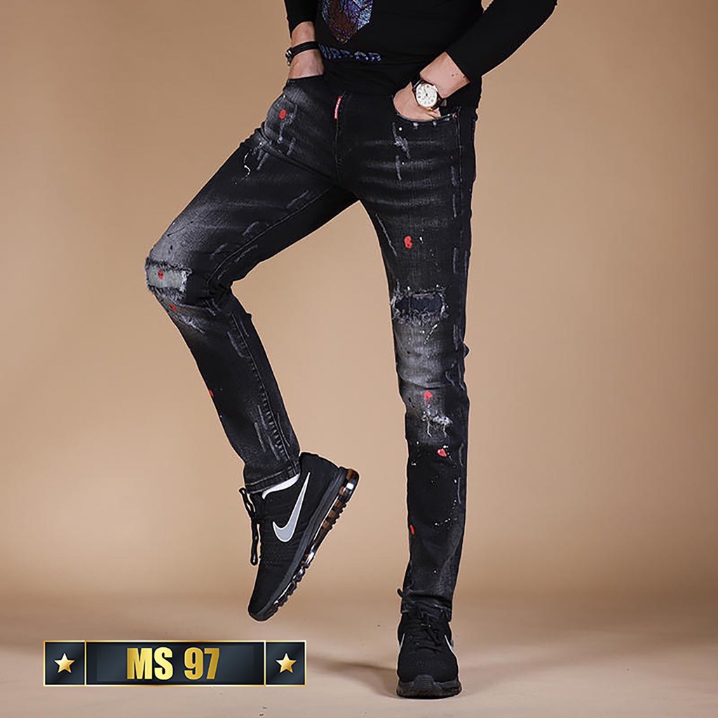 Quần jean nam co giãn, quần bò nam rách nhiều màu thời trang Bi shop ms34