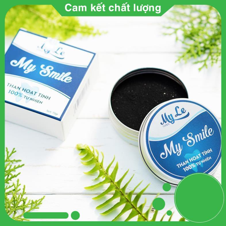 [TẶNG BÀN CHẢI] Trắng răng than hoạt tính My Smile 70gr, bột đánh răng làm trắng răng từ than hoạt tính