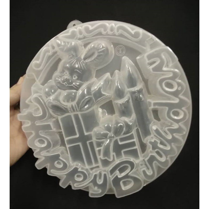 Khuôn rau cau nhựa happy birthday hình nến sinh nhật 20cm - BX3174