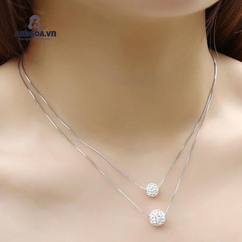 Vòng cổ Hai Lớp Đính Hạt Đơn Giản Cho Nữ