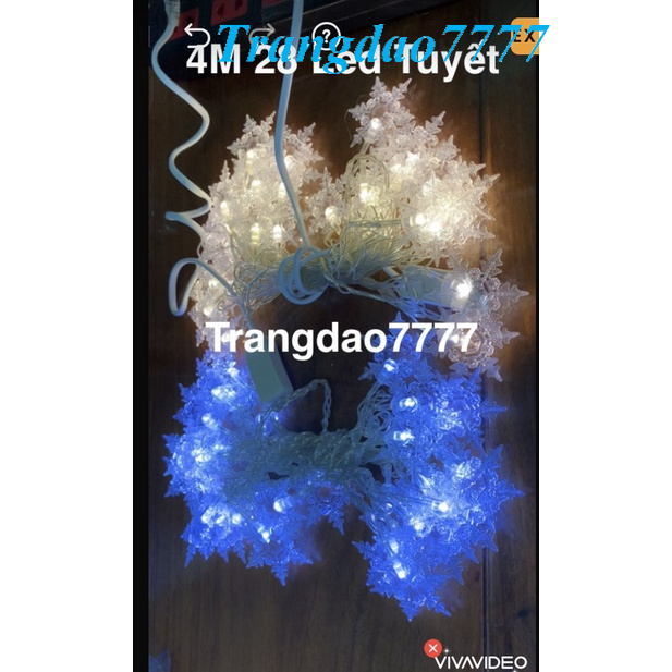 Dây Đèn Led Trang Trí Hình Bông Tuyết Decor Cây Thông Noel Christmas Snowflake String Lights