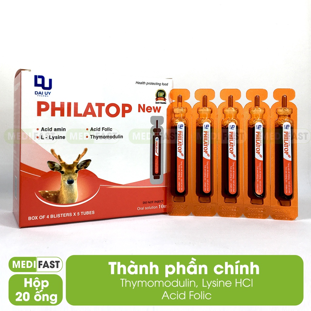 Philatop đạm dinh dưỡng dùng cho trẻ biếng ăn, chậm lớn, người già, hỗ trợ hệ tiêu hóa - Hộp 20 ống