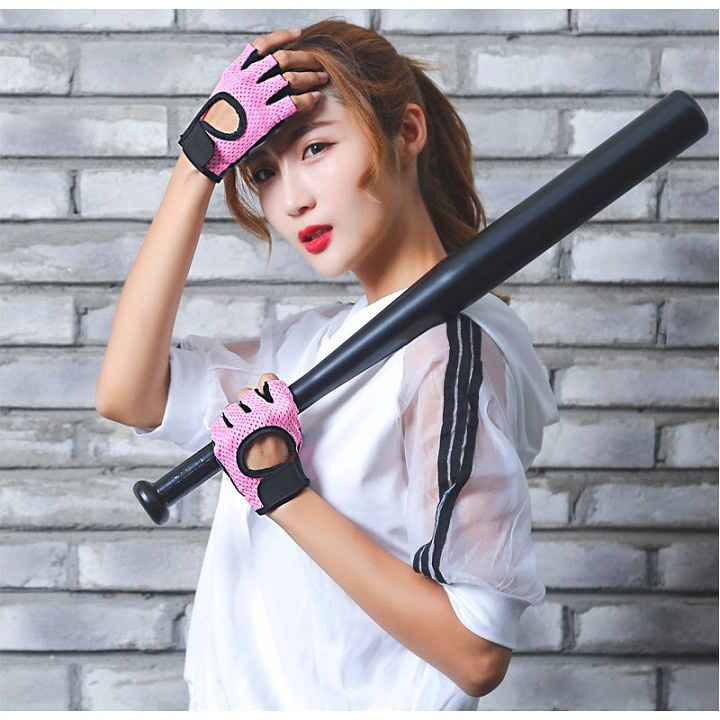 Găng tay nữ tập gym màu hồng, găng tay hở ngón chống trượt thoáng khí thể thao, bao tay nữ tập thể hình