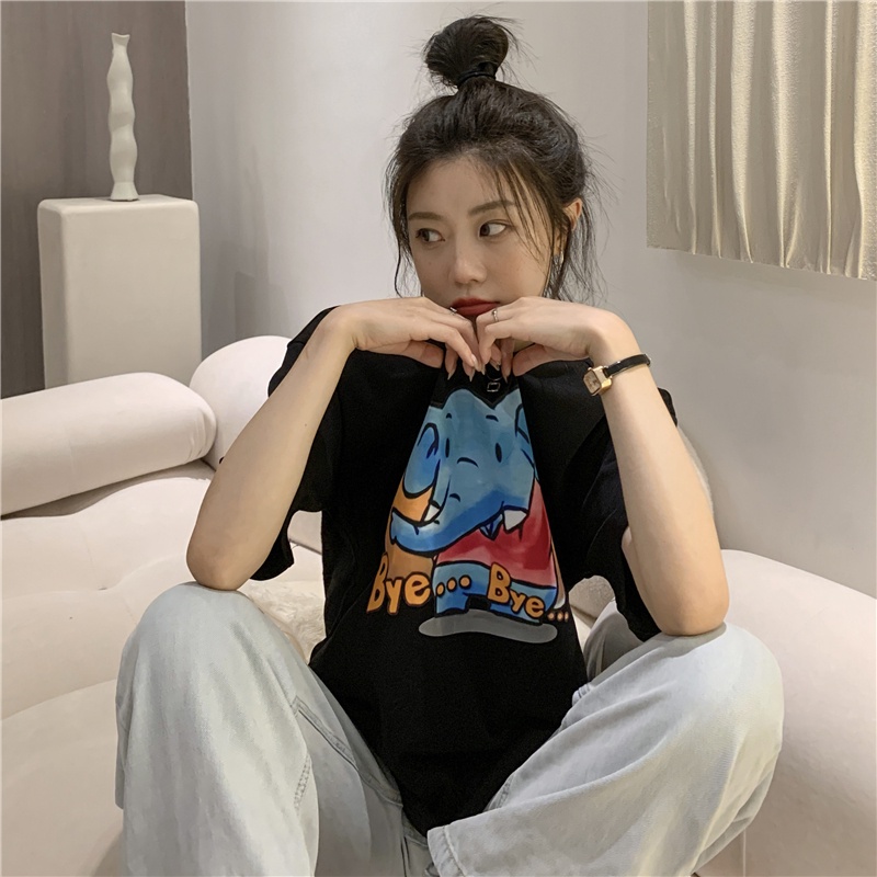 Áo Thun Ngắn Tay Cổ Tròn Dáng Rộng Thời Trang Mùa Hè Dành Cho Nữ