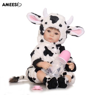 🔅🔆AMEESI 55cm Vinyl Baby Doll Lifelike Toy with Cow Hooded Romper