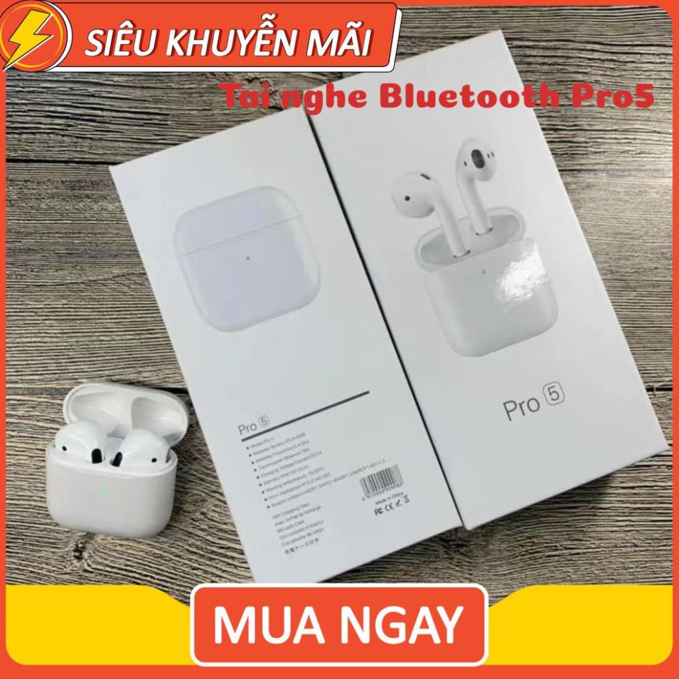 Tai nghe bluetooth 5.0 Pro5 TWS  Phiên bản mới nhất 2021 kết nối pop-up âm thanh sống động pin trâu