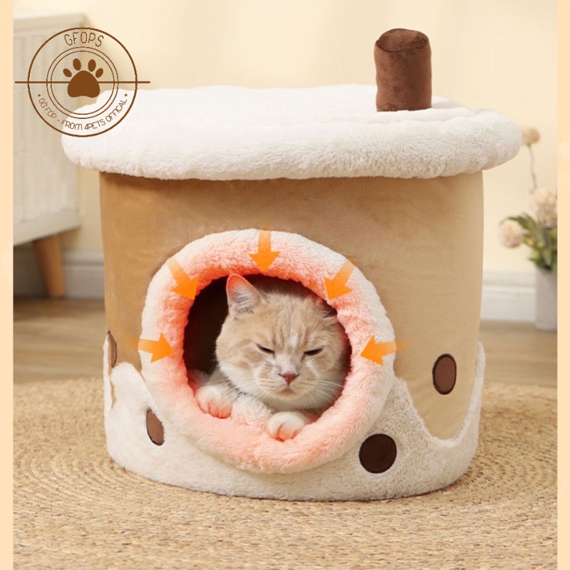 Ổ đệm/ Ổ nằm cho chó mèo, thú cưng mẫu trà sữa và coffee siêu cưng - 4pets official