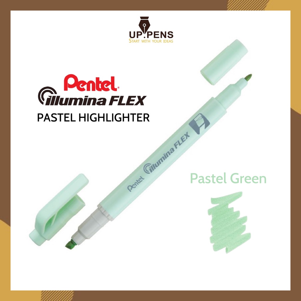 Bút dạ quang Pentel Illumina Flex Twin Tip Highlighter SLW11P - Bold/Five - Màu xanh lá (Pastel Green)