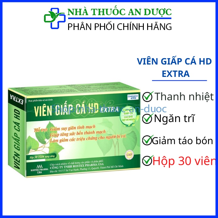 Viên uống Diếp cá thảo dược giúp thanh nhiệt, giải độc,giảm nhiệt miệng, hỗ trợ điều trị táo bón, trĩ – Hộp 30 viên