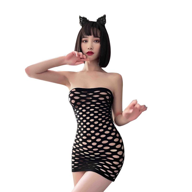 Bodysuit lưới sexy - bodystock váy đầm ngủ không dây xuyên thấu ôm sát gợi cảm