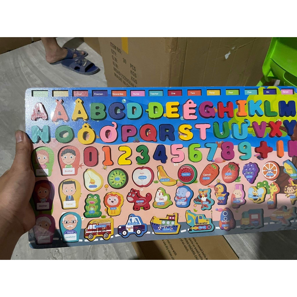 Bộ bảng số thông minh học số chữ cái động vật hoa quả phương tiện giao thông kèm trò chơi giải trí câu cá dochoigo.vn