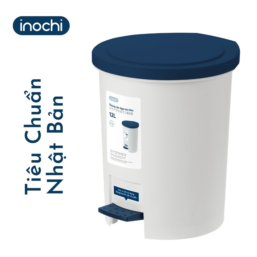 Thùng Rác Nhựa Đạp Chân INOCHI 12 Lít Nắp Đậy Tròn, Làm Sọt Rác Cho Văn Phòng, Trong Nhà, Ngoài Trời Nhỏ Gọn