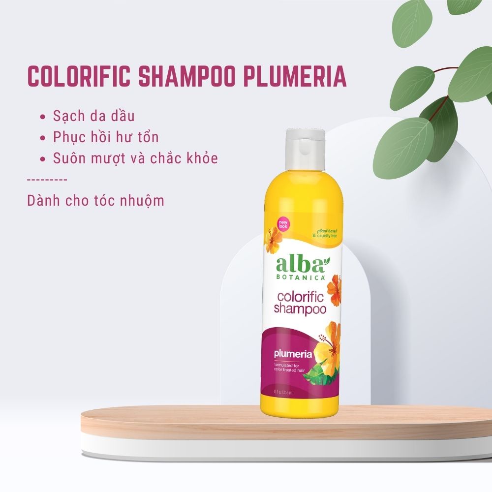 [DATE] Dầu gội cho tóc nhuộm hương hoa sứ ALBA BOTANICA COLORIFIC SHAMPOO PLUMERIA 355ml