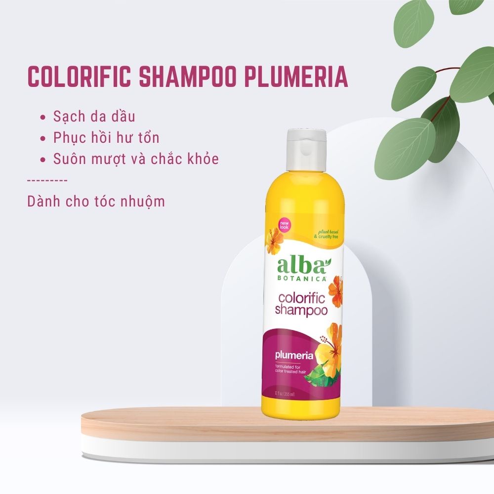 Dầu gội cho tóc nhuộm hương hoa sứ  ALBA BOTANICA COLORIFIC SHAMPOO PLUMERIA