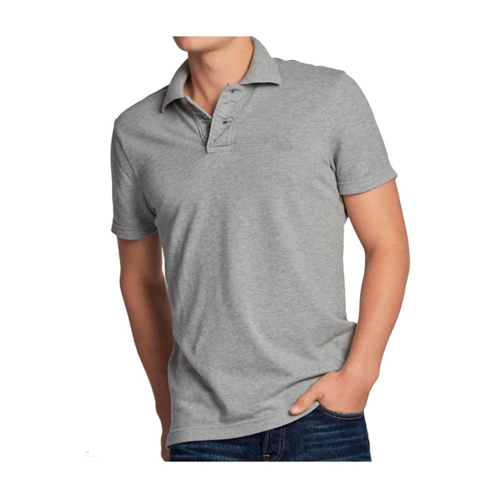 ÁO THUN PO LO MÀU XÁM NAM / NỮ CỘC TAY CỔ BẺ A46205