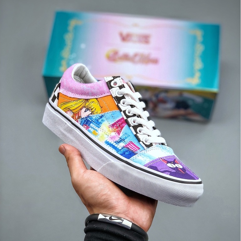 Giày Thể Thao Canvas Cổ Thấp In Hình Thủy Thủ Mặt Trăng Cổ Điển Vans X Mã 1602