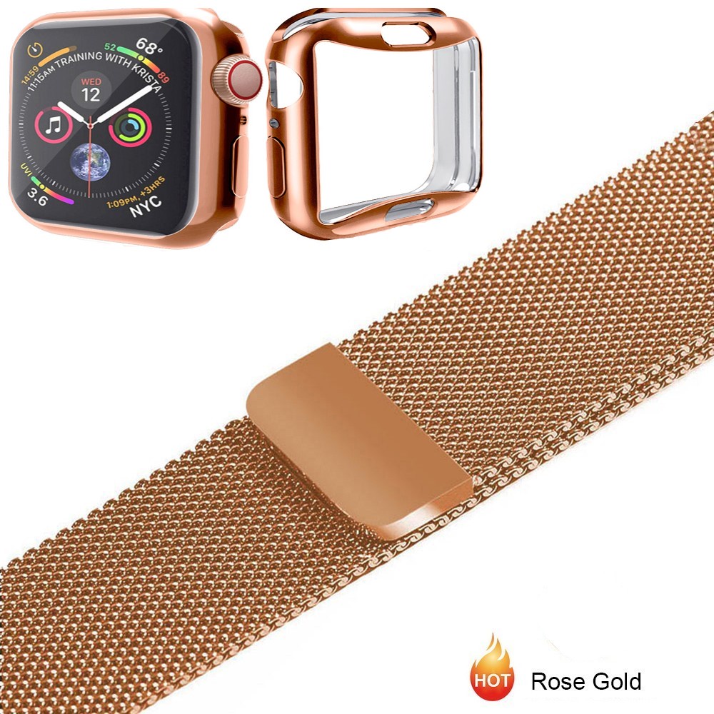 Dây Thép Milanese Apple Watch + Ốp TPU Bảo Vệ Màn Hình Series 7/6/5/SE/4/3/2/1 Size 38-40-41-42-44-45