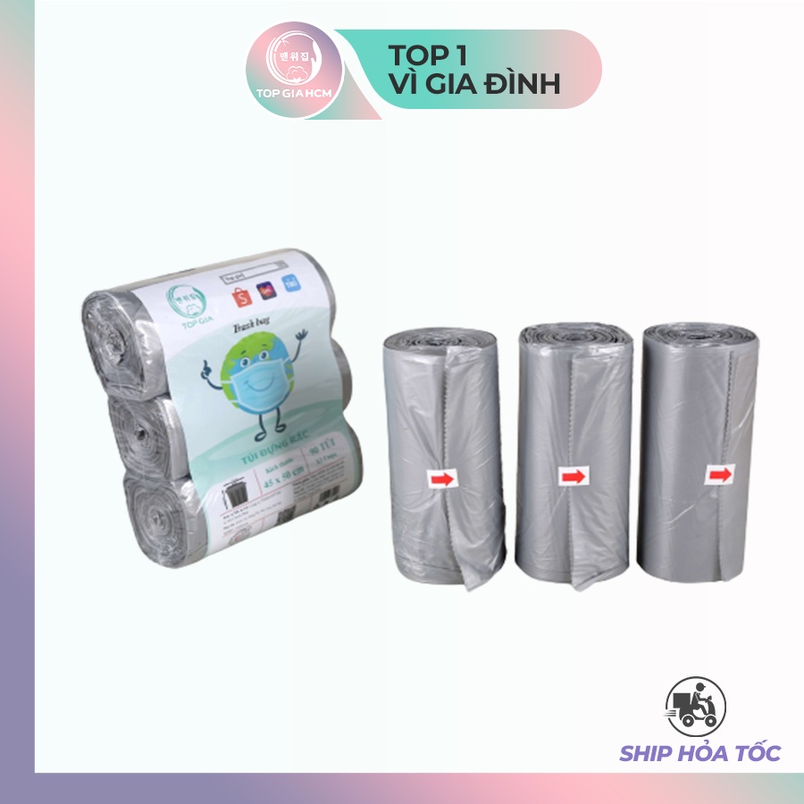 Túi đựng rác, túi rác tự hủy sinh học Top Gia, combo 3 bọc đựng rác thân thiện với môi trường