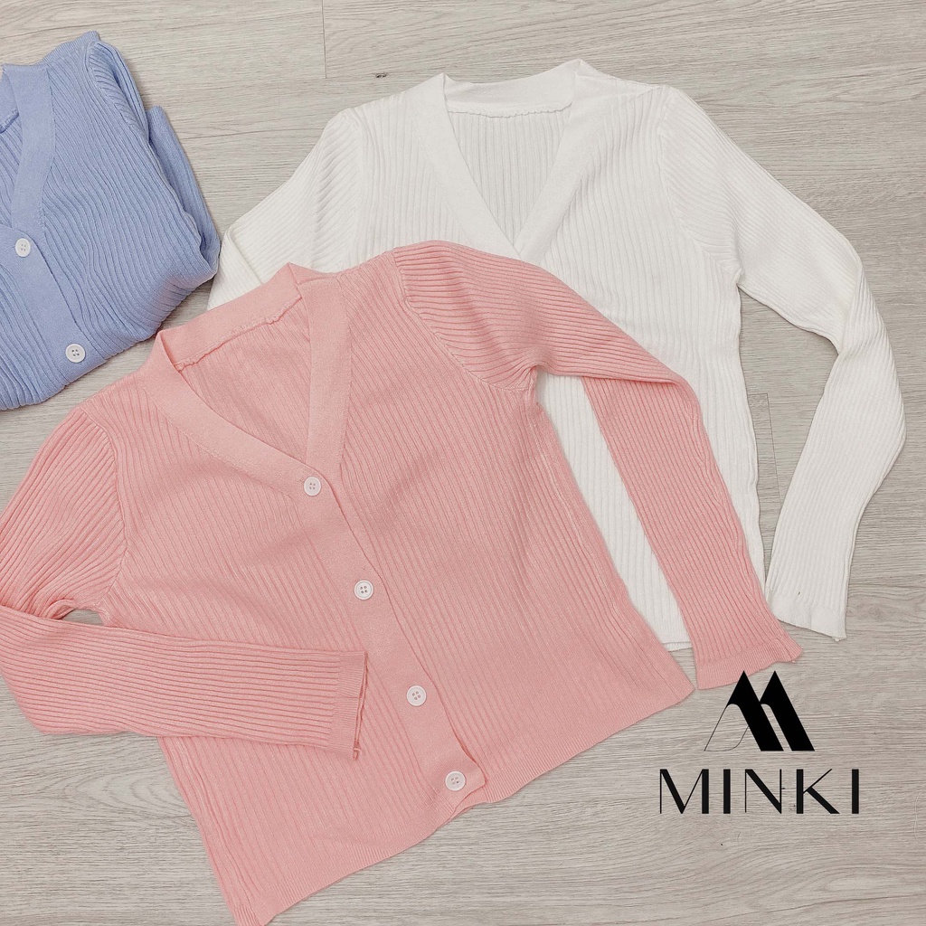 ÁO CARDIGAN LEN CÚC TRẮNG - LEN CAO CẤP CO GIÃN SIÊU TỐT - MÀU XANH/ HỒNG/ TRẮNG | BigBuy360 - bigbuy360.vn