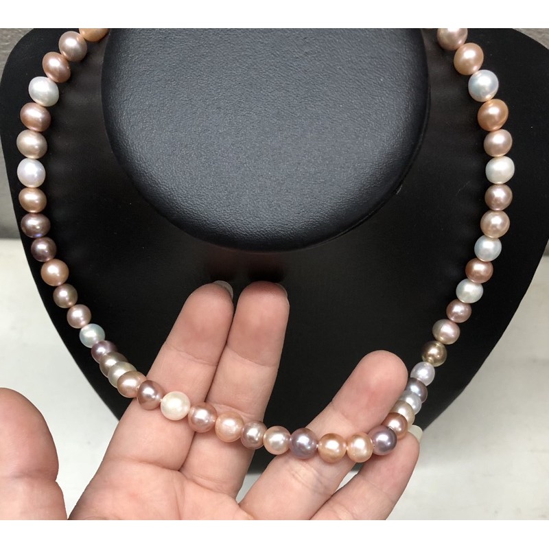Chuỗi đeo cổ hạt tròn màu mix tứ quý 9ly