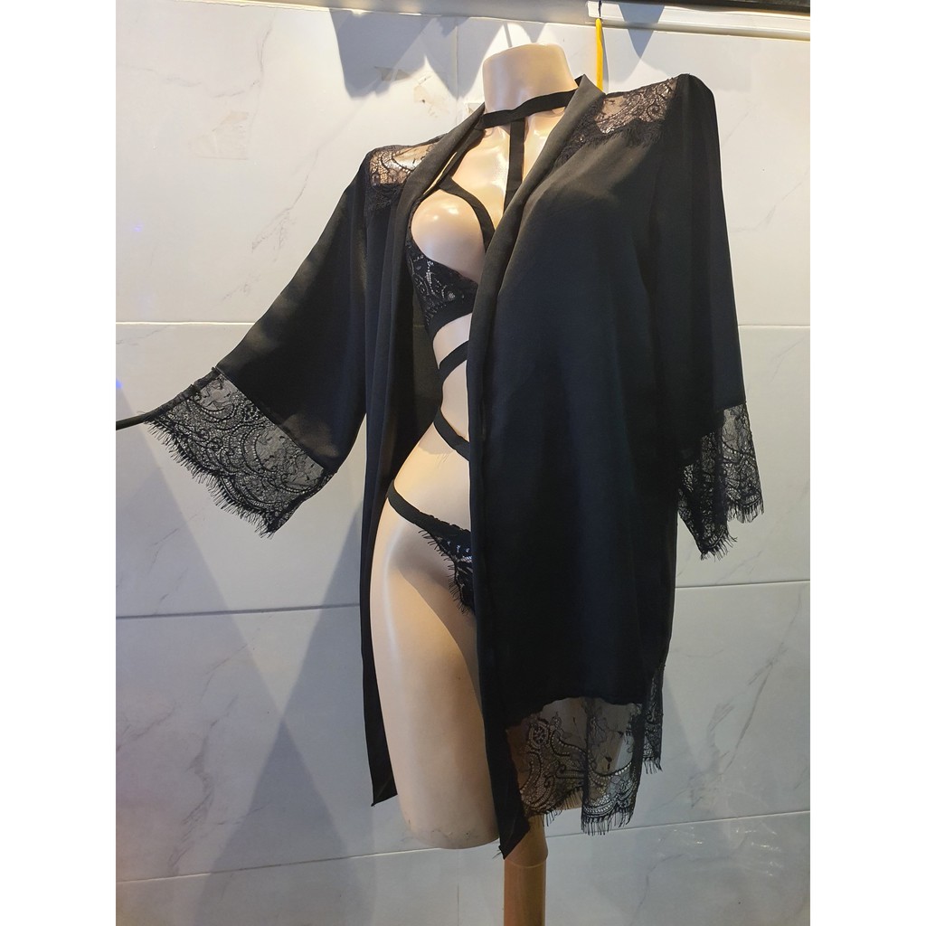 GIÁ PHÁ ĐẢO - Áo choàng ngủ satin lụa mix ren xịn xò S008 (KHÔNG KÈM NỘI Y) | BigBuy360 - bigbuy360.vn