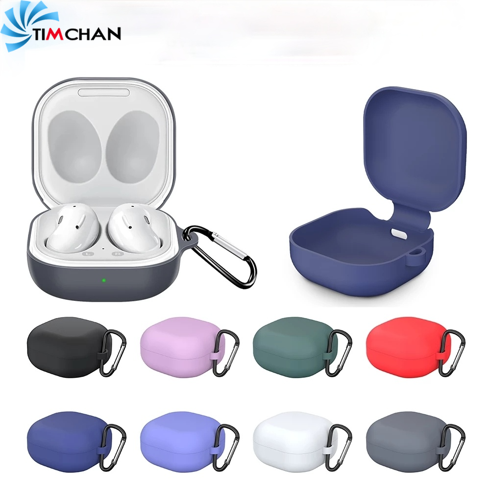 Vỏ bảo vệ hộp sạc tai nghe bluetooth không dây bằng silicon mềm chống sốc kèm móc cài cho Samsung Galaxy Buds Live
