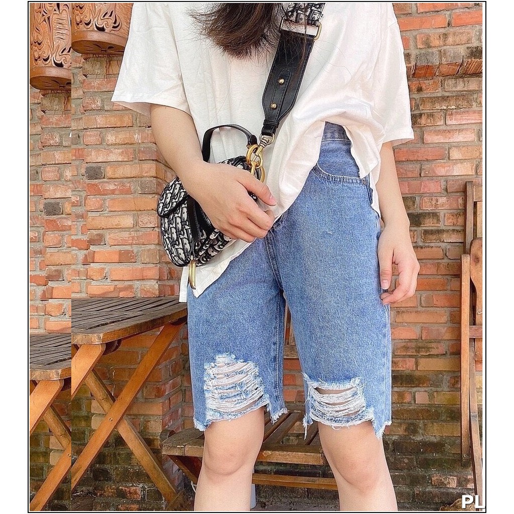 quần jean ngố rách 2 BÊN HÌNH U 4017 LL1-1