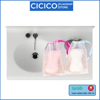 Túi lưới đựng xà phòng Cicico A165 túi lưới tạo bọt xà phòng kháng khuẩn có dây rút tiện dụng chống tuột tay