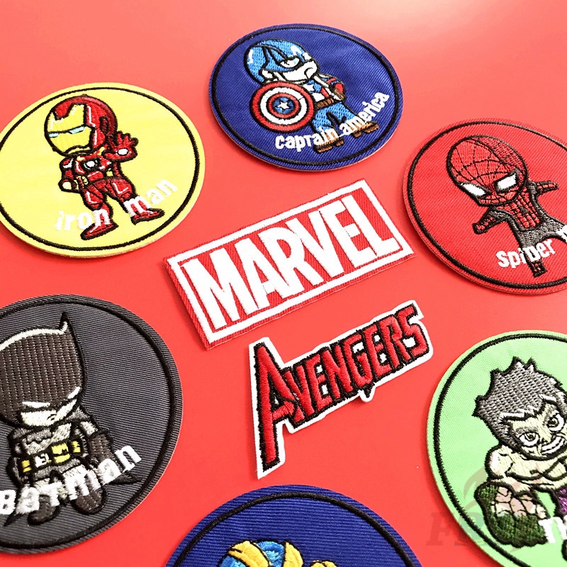 Set 1 / 2 Miếng Vá Nhiệt Dùng Trang Trí Áo Quần Hình Nhân Vật Siêu Anh Hùng Dễ Thương