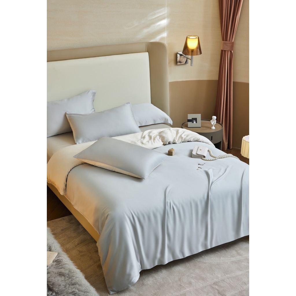 Bộ chăn ga gối lụa trơn 100%Tencel 100s Phối 2 mặt cao cấp, Tone màu mới nhất, siêu mát mịn