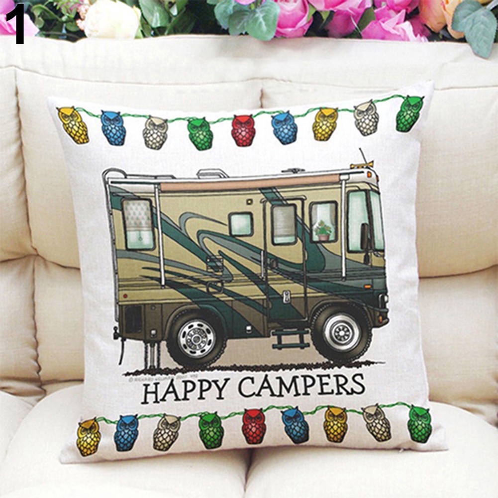 Vỏ Gối Trang Trí Hình Chữ Happy Campers B17