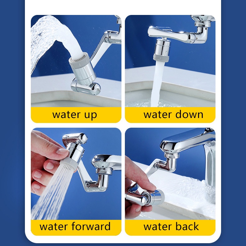Đầu nối vòi nước, đầu vòi lavabo tăng áp nhựa ABS xoay 1080 độ 8 hướng với đầu vòi tạo bọt dùng cho vòi lavabo tiện dụng