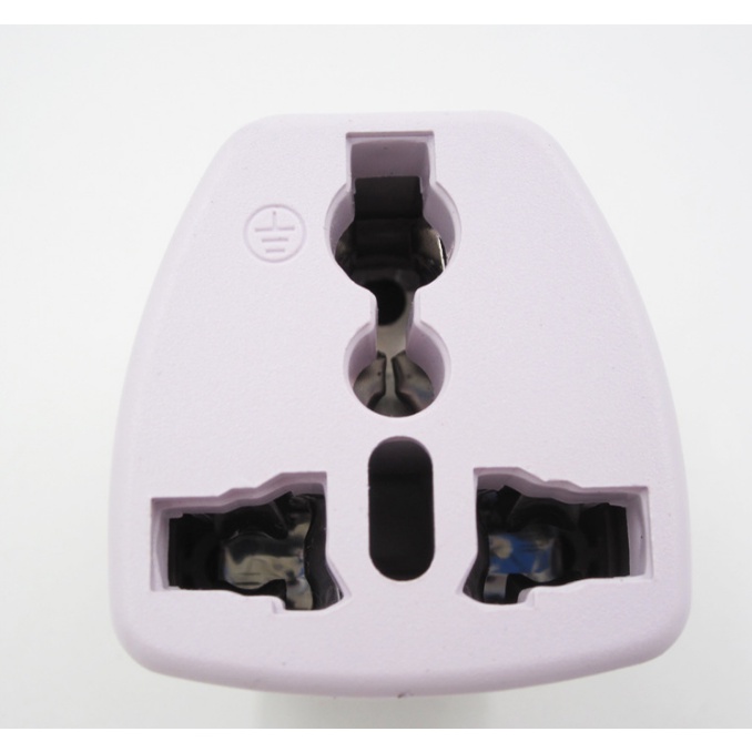 Ổ Chuyển Đổi Phích Cắm Từ 3 Chân Sang 2 Chân Nguồn 220V Màu Trắng chân tròn
