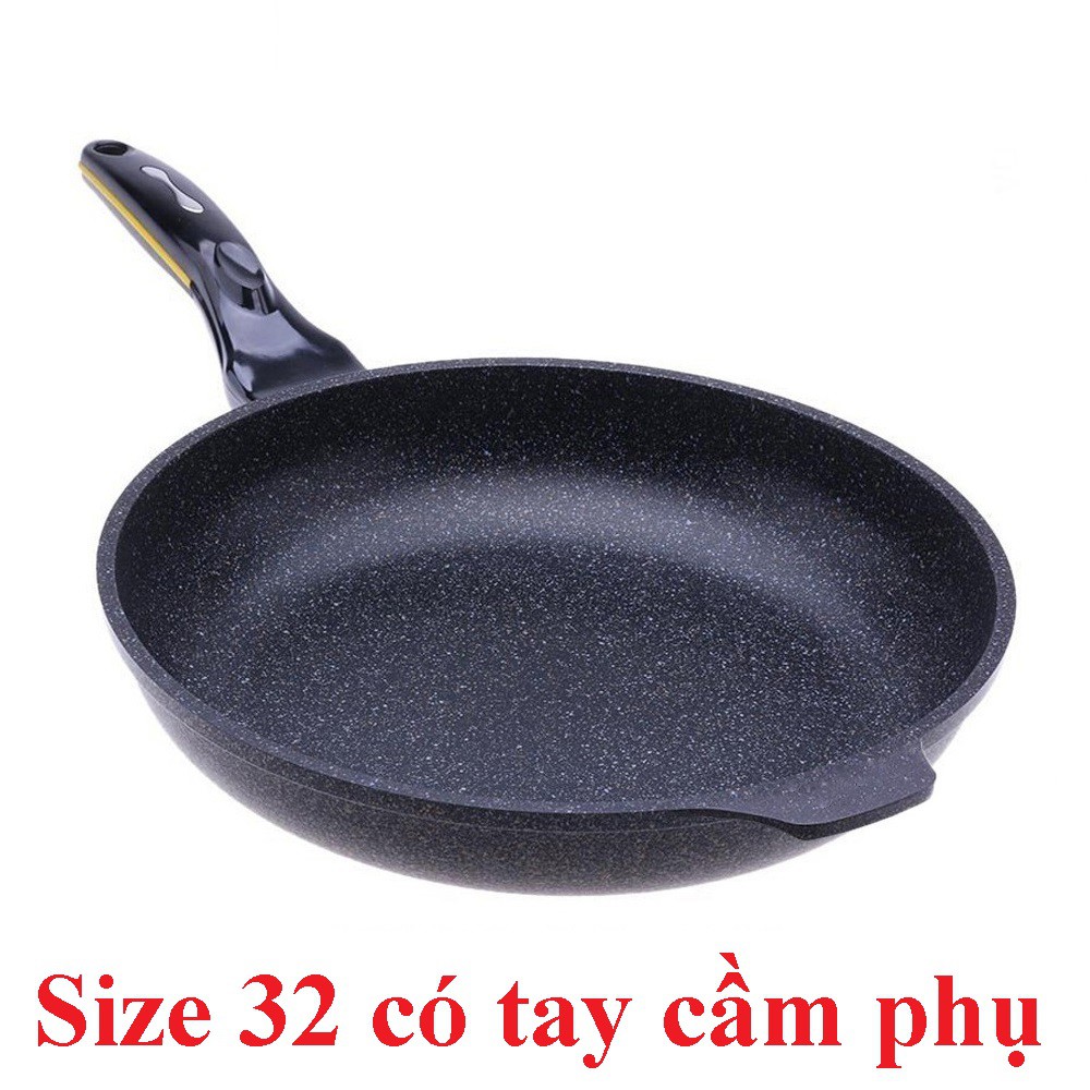 Chảo chống dính đá cạn Cook Way Hàn Quốc đáy từ và không từ: size 20cm đến 32cm, dùng được bếp từ chọn mã (SSIH4)