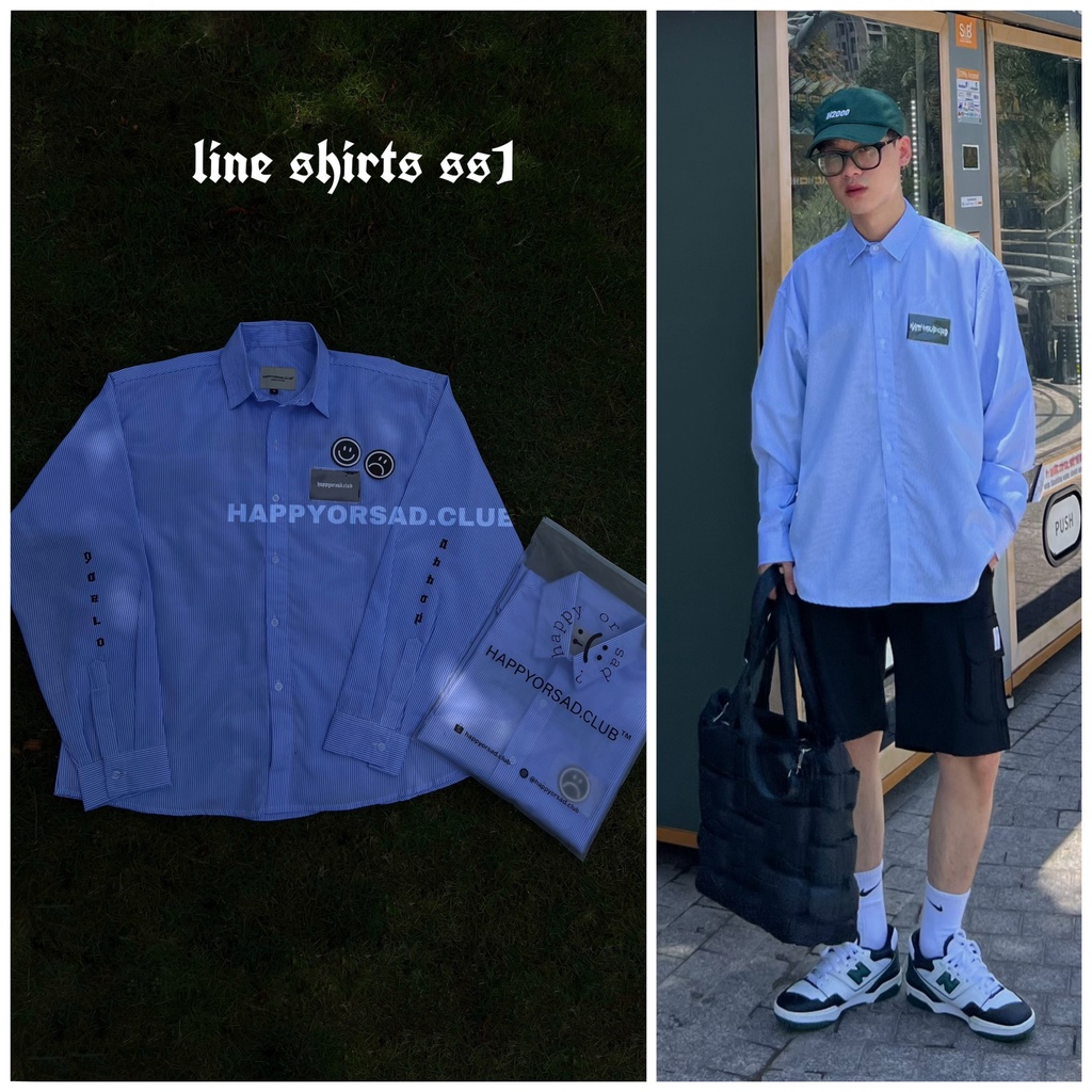 Sơ Mi Kẻ Xanh HAPPYORSAD SHIRTS ( Line Shirt HOS - Dài Tay )