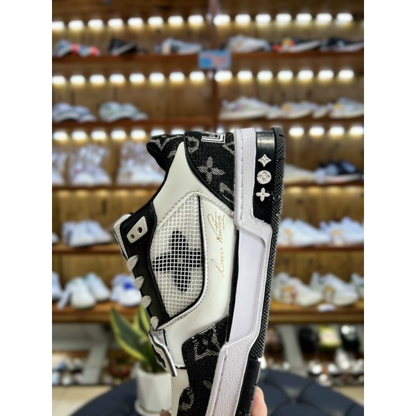 GIÀY LV TRAINER WHITE BLACK QUAI DÁN SC DA THẬT