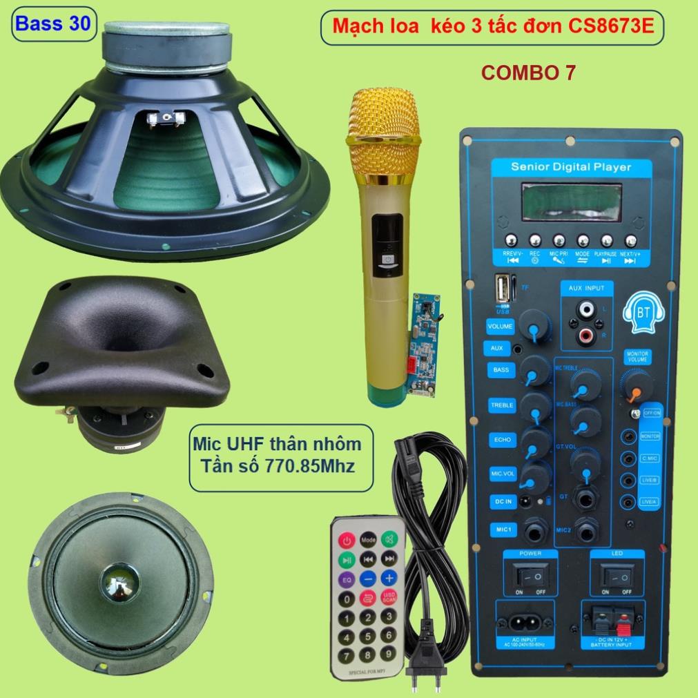 Mạch loa kéo 3 tấc đơn 3 đường tiếng CS8673E 130W LIVESTREAM - DSP lập trình chống hú, chỉnh Bass Treble Micro