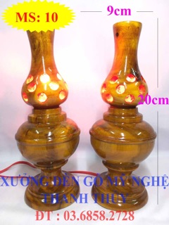 Đèn tổ ong bàn thờ điện - mẫu nhỏ - gỗ tràm ms: 10