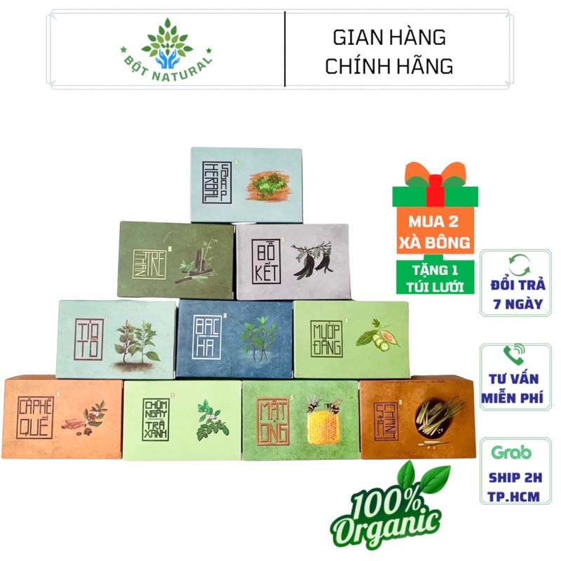 Xà bông thiên nhiên sinh dược 10 loại - làm sạch, giảm mụn, trắng da, giảm ngứa, thư giãn, khử mùi, an toàn cho bé và mẹ