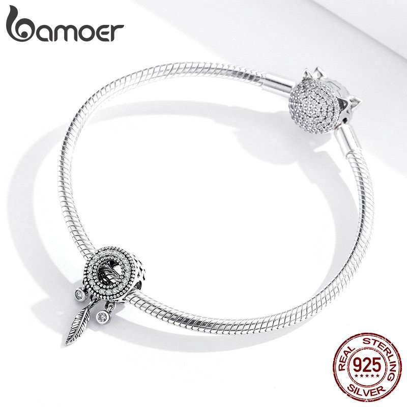 Hạt Phụ Kiện Bamoer SCC1550 Thiết Kế Dream Catcher Bằng Bạc 925 Làm Vòng Tay Phong Cách Boho