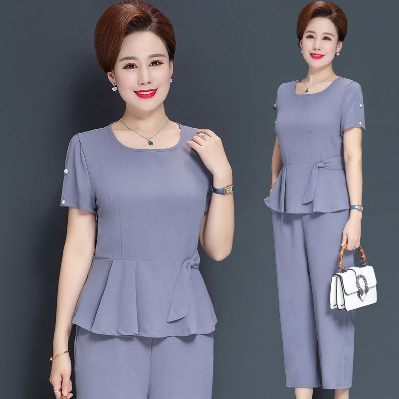 Set Áo Ngắn Tay Và Quần Thời Trang Mùa Hè Cho Phụ Nữ Trung Niên 40-50 Tuổi